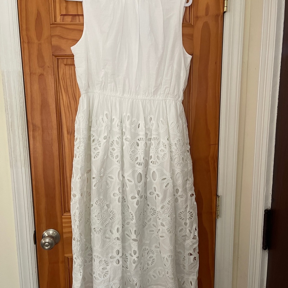 Ann Taylor Elegant White Eyelet Midi Dress - Picture 3 of 6